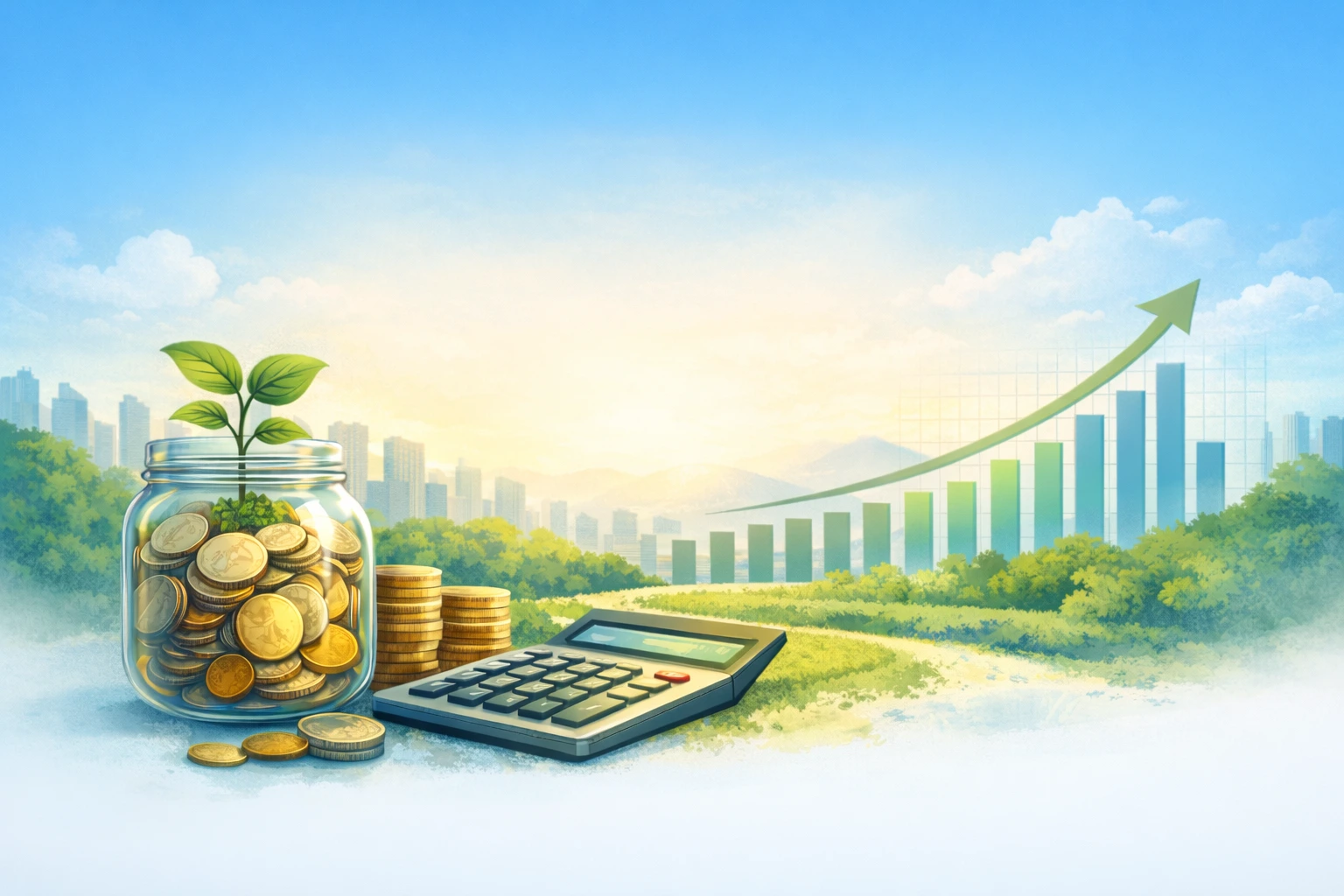 Compound interest and investment growth illustration